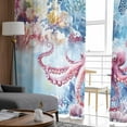 thumbnail image 4 of Sea Turtle Octopus Semi Sheer Curtains 72 Inch Length 2 Panels Set, Coastal Coral Summer Ocean Watercolor Sheer Kitchen Curtain Privacy Voile Window Curtain for Living Room Bedroom Rod Pocket Drapes, 4 of 7