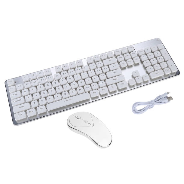 Glk350 Juego Combinado De Teclado Y Mouse Para Juegos Inalámbricos Con Retroiluminación De Carga De 104 Teclas (Blanco) Noticed EL006353-00