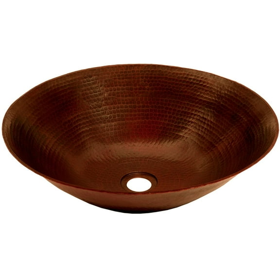 Novatto TCV-002AN Catalonia Round Copper Bath Vessel Sink with Antique Finish, 18-Inch Diameter