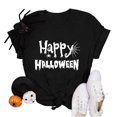 thumbnail image 4 of Landzoo Halloween Tops For Women Letter Print Short Sleeve Round Neck Shirt Party Comfortable Women T Shirt Size M Black, 4 of 5
