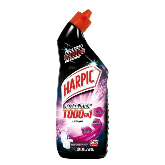 Limpiador desinfectante para inodoro Harpic power ultra lavanda 750 ml