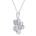 thumbnail image 2 of Jewel Zone US Dancing White Natural Diamond Accent Paw Print Heart Necklace 14k White Gold over Silver, 2 of 7
