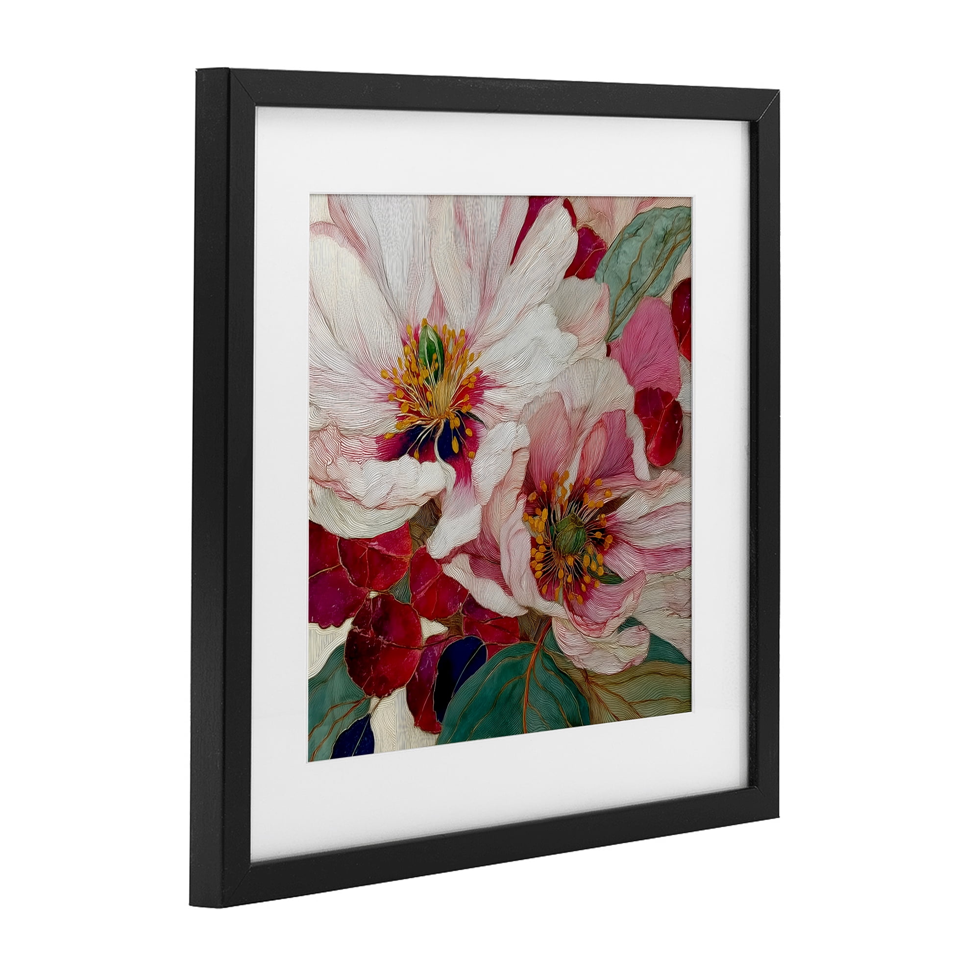 Cimarron Flowers Ornate Details Black Framed Print Under Glass, design by Annabelle Hall