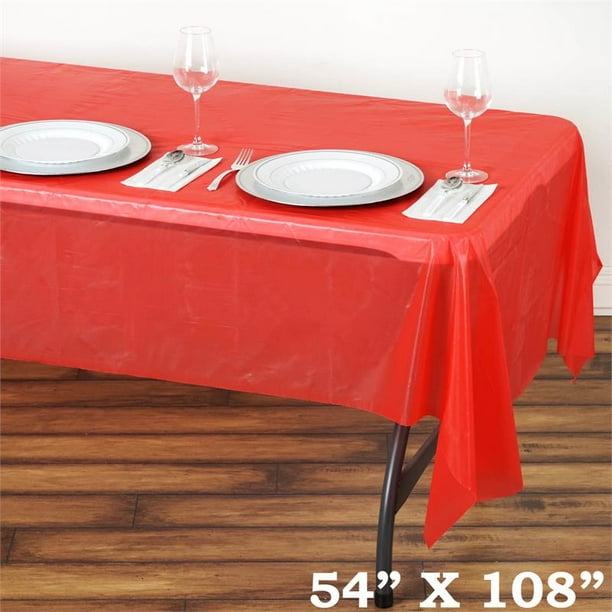 BalsaCircle 54" x 108" Rectangular Disposable Plastic Tablecloth Table