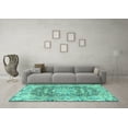 thumbnail image 3 of Ahgly Company Machine Washable Indoor Round Persian Turquoise Blue Traditional Area Rugs, 3' Round, 3 of 4