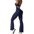 thumbnail image 3 of QWQJ Sport Flared Jumpsuits For Women Sleeveless Cutout Backless Rompers Scrunch Butt Top Unitard Playsuits, 3 of 7