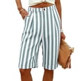thumbnail image 2 of YanHoo Bermuda Shorts for Women High Waisted Knee Length Striped Shorts Casual Outdoor Short Pants with Pockets, 2 of 8