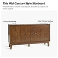 thumbnail image 6 of 4 Doors Storage Sideboard Mid-century Wooden Buffet Cabinet with Adjustable Shelves Walnut, 6 of 7