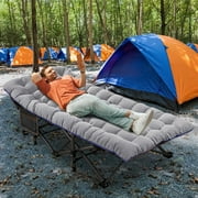 Slsy Oversized XXL Folding Camping Cot with 2-Sided Cushion & Carry Bag for Adults & Kids, 32 Wide XXL Portable Folding Bed Sleeping Cot, Folding Guest Bed