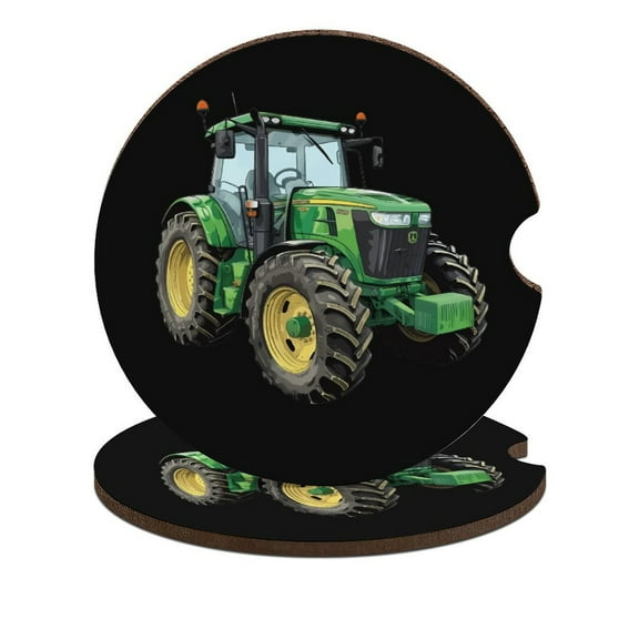 Tractor Car Coasters for Drinks with A Finger Notch for Easy Removal Cup Holder Coaster Cup Mat Car Interior Accessories 2PCS