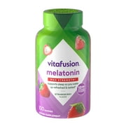 vitafusion Max Strength Melatonin Sleep Aid ملاحق الصمغ ، نكهة الفراولة ، 10 ملغ ، 100 كونت