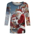 thumbnail image 6 of Oksale Womens Santa Claus Print Blouses Trendy 3/4 Sleeve Shirts Casual Crewneck Christmas Shirt Plus Size Lightweight Soft Comfy Tops Multicolor M, 6 of 7