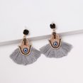 thumbnail image 3 of Pendientes de moda para mujer, pendientes de borla simples en forma de abanico, regalo de joyería (gris), 3 of 3