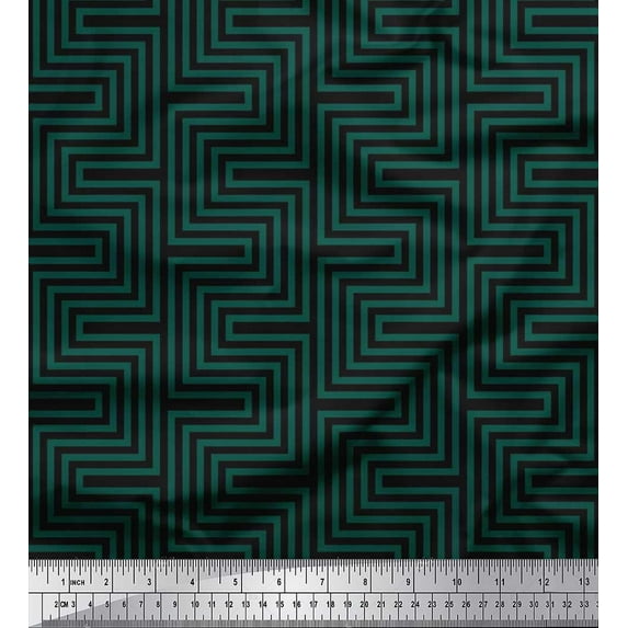 Soimoi Rayon Fabric Square & Spiral Geometric Print Fabric by the Yard 56 Inch Wide