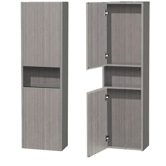 Wyndham Collection Diana Wall-Mounted Bathroom Cabinet, Grey Oak with 2 ...