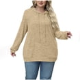thumbnail image 6 of lcziwo Hoodies for Women Long Sleeve Ribbed Knit Oversized Sweatshirts Solid Color Casual Pullover Tops Teen Girls Clothes, Khaki, L, 6 of 8
