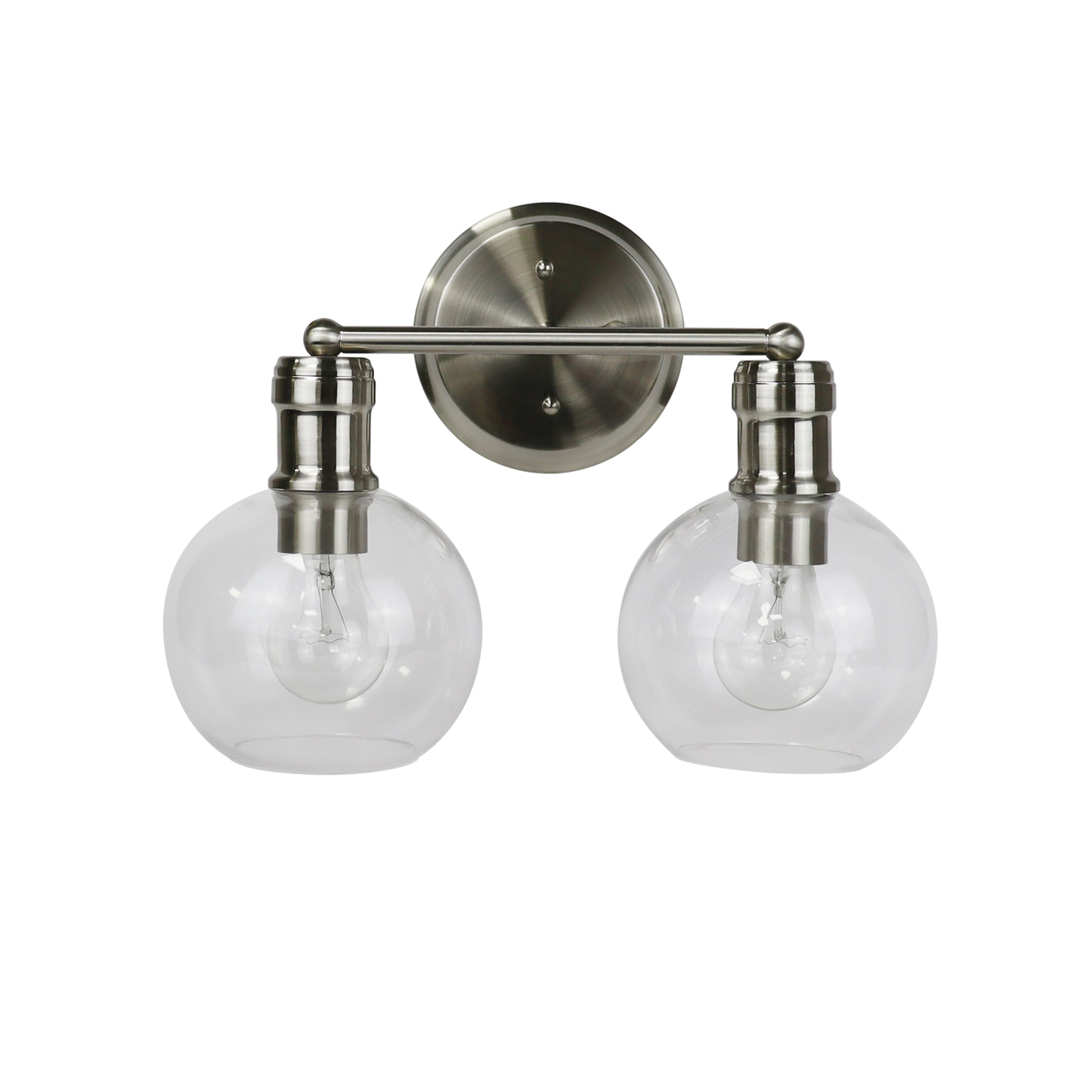 Radiance Goods Transitional Brushed Nickel 2 Light Vanity Bath Light 14" Wide
