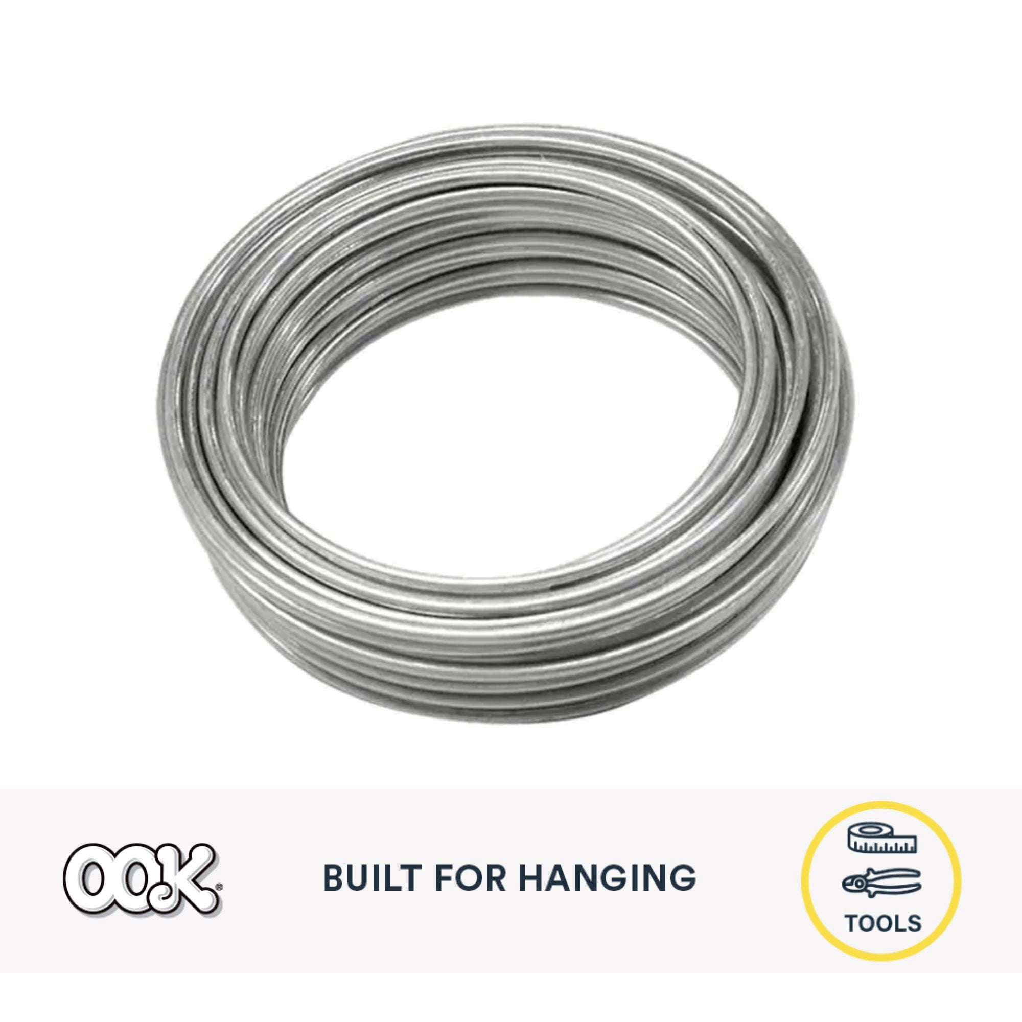 (3 pack) Ook Hanging Wire, 25 ft, 55 lbs, 16 Gauge Wire, Galvanized Steel, Silver