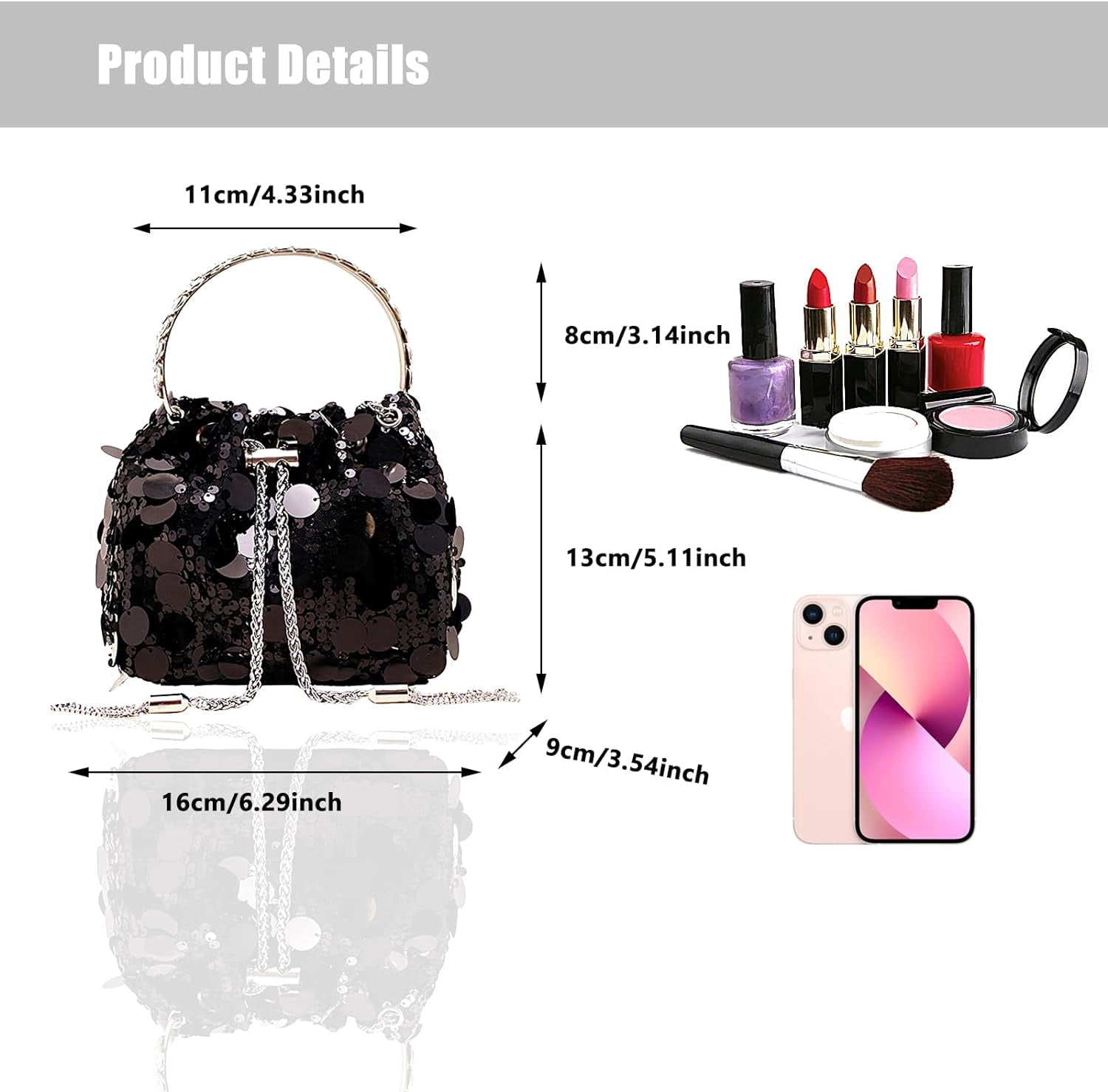 Sparkly Sequin Evening Handbags Purse for Women Glitter Clutch Crossbody Bag for Evening Wedding Party Prom