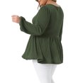 thumbnail image 4 of DARING DIVA Women's Plus Blouses Scoop Neck Ruffle Hem Peplum Knit Top 1X Army Green, 4 of 6