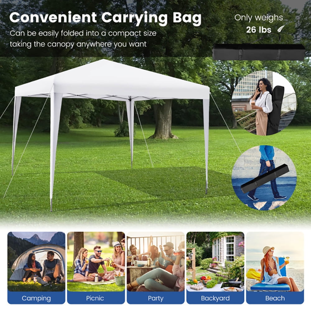 Aimee Lii 10 x 10 Feet Outdoor Pop-up Patio Canopy for Beach and Camp, Outdoor Patio Awnings for Party BBQ Events, White Aimee Lii 10 x 10 Feet Outdoor Pop-up Patio Canopy for Beach and Camp, Outdoor Patio Awnings for Party BBQ Events, White