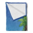 thumbnail image 2 of Fiji Soft Flannel Fleece Throw Blanket, Illustration of Many Coconut Palm Trees on an Island Away in the Ocean, Cozy Plush for Indoor and Outdoor Use, 60" x 80", Azure Blue Multicolor, by Ambesonne, 2 of 5