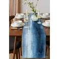 thumbnail image 4 of Retro Blue Table Runner-Cotton Linen- 60 Inch Holiday Dresser Scarves, Abstract Street Art Neutral Brush Stroke Tablerunner for Kitchen Coffee/Dining Bedroom Home Living Room Dinner Scarf Décor 13x60, 4 of 9
