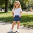 thumbnail image 4 of Afuyipoi ​Girls Soft Cotton Denim Shorts（4-14 Years）, Toddler Cute Summer Jeans Shorts with Elastic Waist and Pockets Navy Size 5, 4 of 9