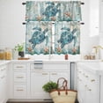 thumbnail image 3 of Vintage Sea Turtle Kitchen Curtains Valances and Tiers Set of 3 Nautical Turquoise Ocean Starfish Tier Curtains and Valance with Rod Pocket for Small Windows, 27.5"x36", 3 of 9