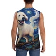 thumbnail image 4 of Fotbe Men's Vintage Starry Sky Puppy Print Men's Sleeveless Muscle Tank Tops Casual T-Shirts for Gym Workout Beach-3X-Large, 4 of 8