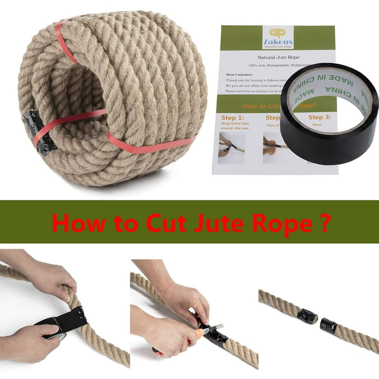 Jute Rope 1 Inch 100 Feet Twisted Hemp Rope for Crafts, Climbing