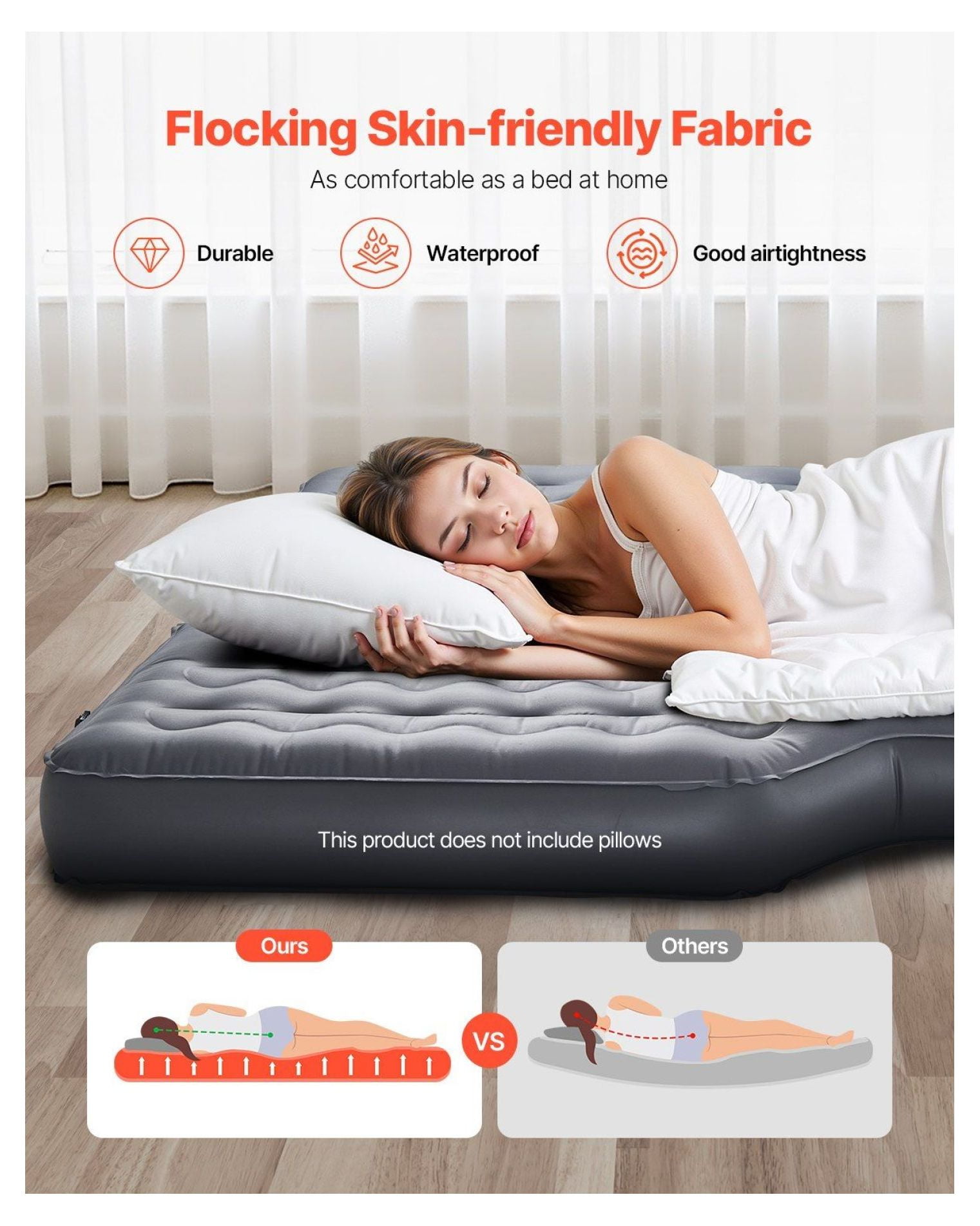 Car Air Mattress Inflatable Camping Bed - Travel Sleeping Pad with Air Pump for SUV, MPV, Sedan - 2 Chamber