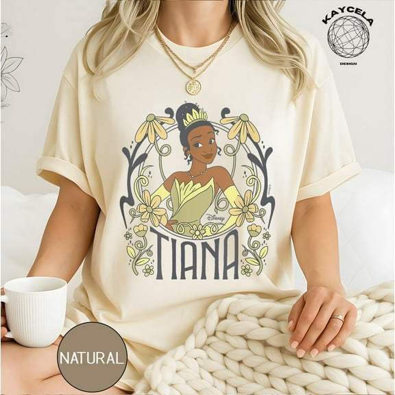 Tiana Floral Nouveau T-Shirt, Elegant Disney Princess Tee, Vintage Style The Princess and the Frog Shirt