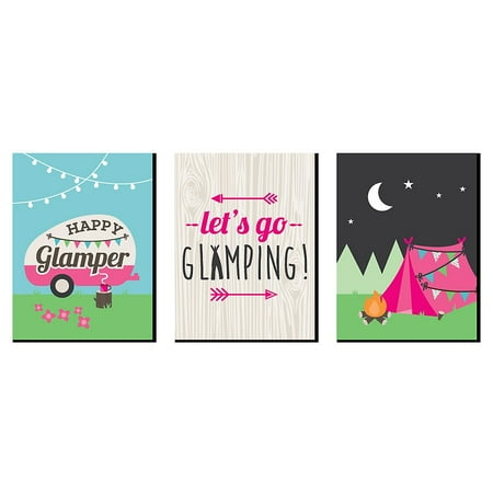 Rooms To Go Kids Reviews Let's Go Glamping - Nursery Wall Art, Kids Room D?cor and Camping Home Decorations - 7.5” x 10” - Set of 3 Prints ()