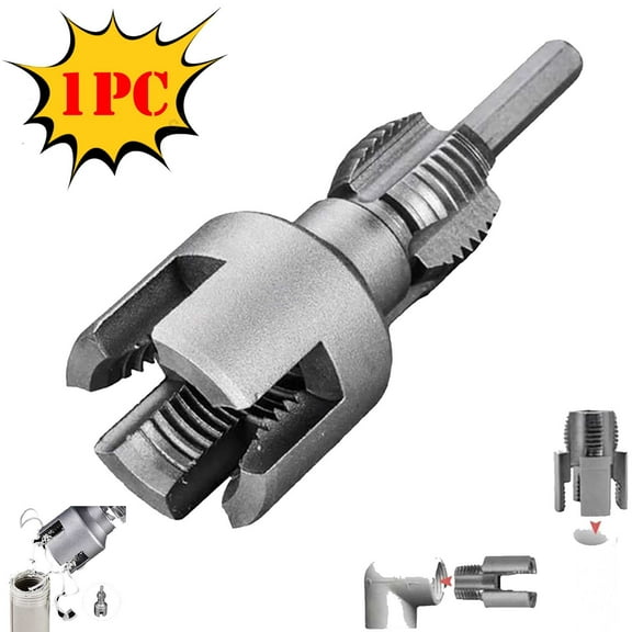 2025 New Pipe Thread Cutting Tool,Integrated Internal & External Pipe Threading Tool, Electric Drill Compatible PVC Pipe Threader Kit, 1/2" Pipe Sizes Rethreading Tool(1PC)