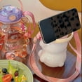 thumbnail image 3 of 34oz/ 47oz Cute Bear Shaped Straw Bottle, PP Clear Food Grade Drink Jug for Girls, Leak-Proof Kawaii Bear Water Bottle with Strap for Office Travel, 3 of 6