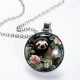 thumbnail image 2 of Sloth Stunning Women's Circular Glass Pendant Necklace Jewelry, 2 of 5