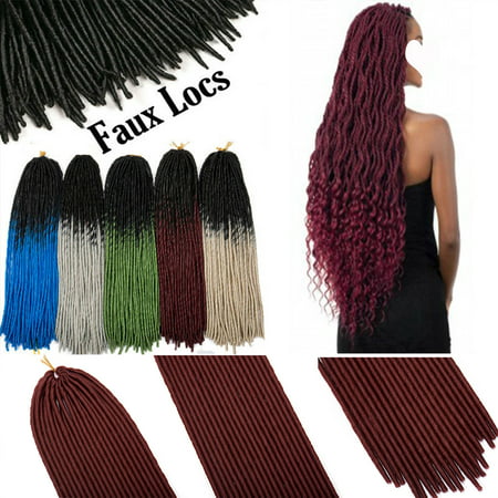 S-noilite Straight Faux Locs Crochet Hair Dreadlocks Crochet Braids Straight Goddess Locs Twist Braiding Hair Extensions-Wine (Best Hair For Dreadlocks)