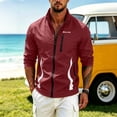 thumbnail image 2 of Wrtxtat Men's UPF 50+ Sun Protection Gym Jacket Lightweight Stand Collar Full Zip Hooded Athletic Jackets Long Sleeve Track Running Jackets Red XXXL, 2 of 10