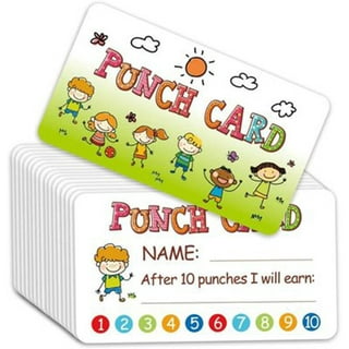  200 Pcs Punch Cards with Hole Puncher, Incentive Reward Card,  Space Theme, 3.5 x 2, Behavior Chart, Chore Card, Incentive Awards Card  for Kids Students Teachers Home Classroom School Business. 