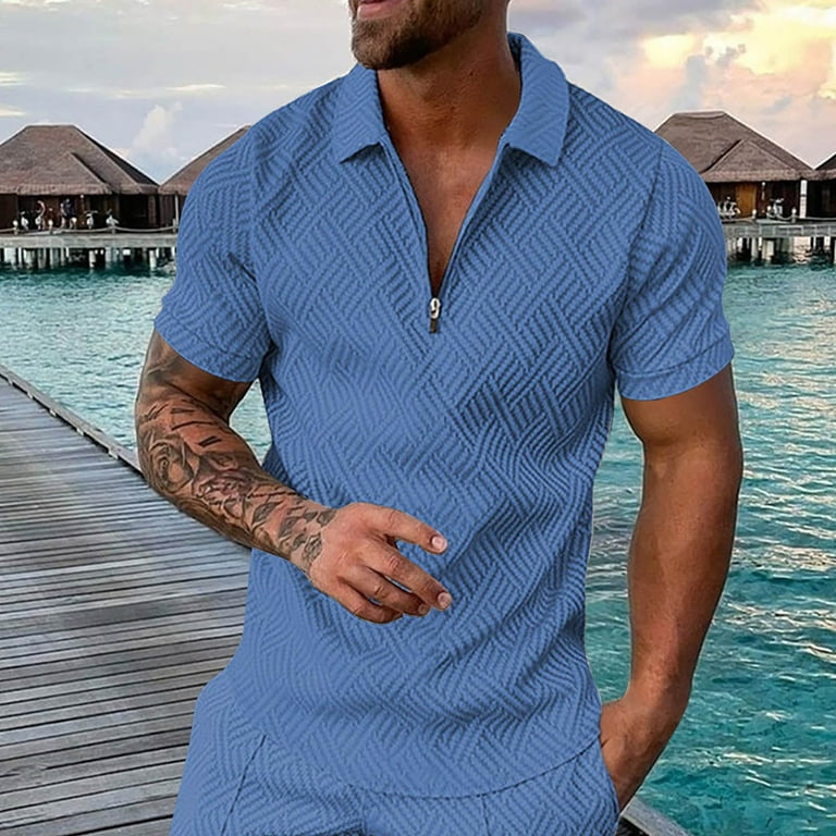 B91Xz Work Shirts for Men Mens Summer Fashion Casual Beach Seaside