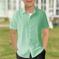 thumbnail image 6 of Boys Button Down Shirts Green Short Sleeve Shirt Dress Shirt Boys Formal Shirt School Uniform for Boys Boys Girls Fashion, 6 of 6