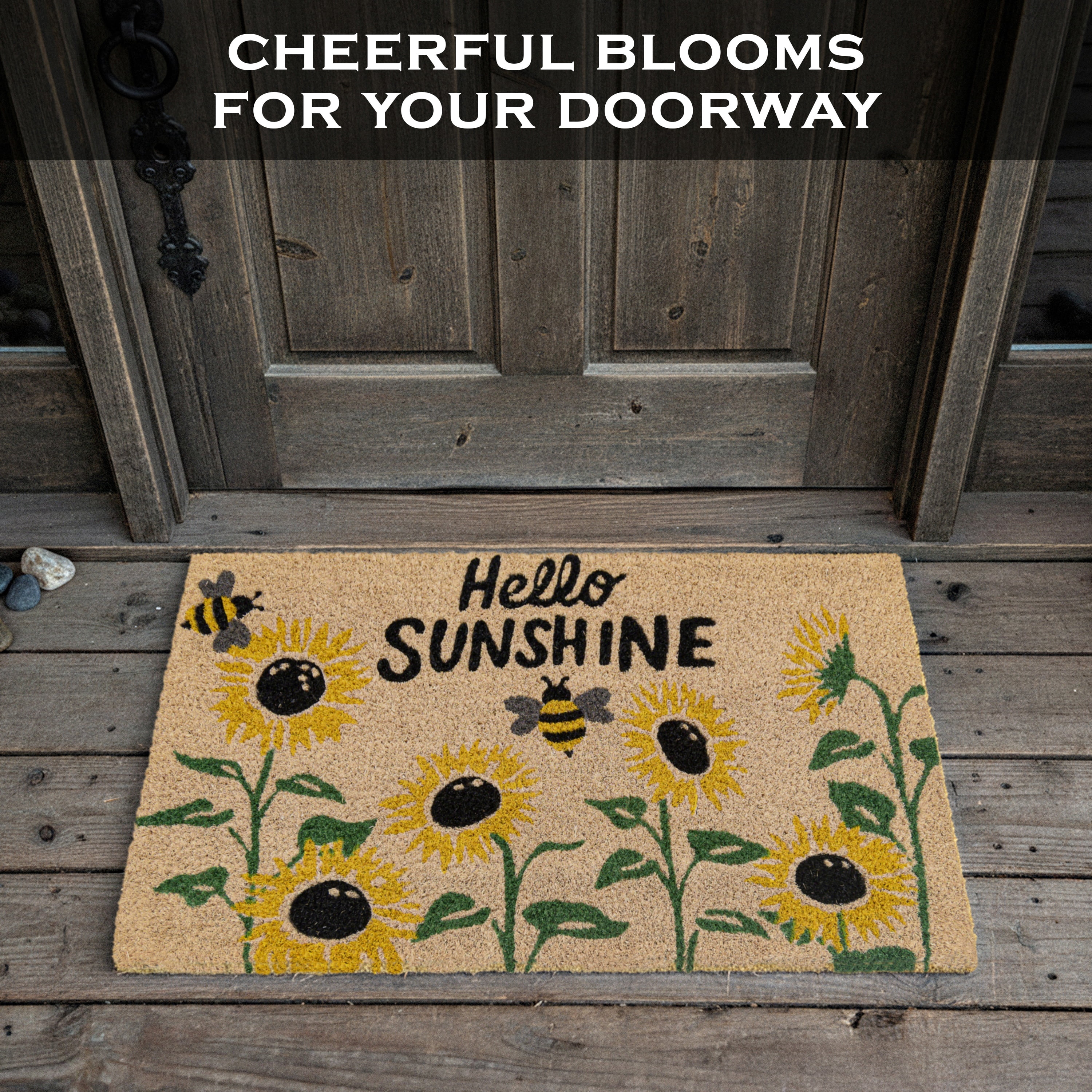 MAINEVENT Sunflower Coir Doormat 30x17 Inch, Sunshine Outdoor Welcome Mat for Outside