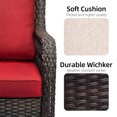 thumbnail image 7 of Yartaka Outdoor Swivel Rocker Patio Chairs Set of 2 and Matching Side Table - 3 Piece Wicker Patio Bistro Set with Premium Fabric Cushions (Wicker-Red), 7 of 7