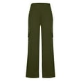 thumbnail image 4 of VgaVtl High Waist Womens Pants Plus Size Wide-Leg Full Length Green Cargo Pants for Women Slim Yoga Solid Pants, 4 of 8