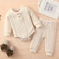 thumbnail image 2 of Odeerbi Baby Bodysuit Layette Set for Toddler Autumn Spring Girls Boys Solid Color 2024 Long Sleeved Jumpsuit Climbing Suit Fart Jacket Jacket Trousers Coffee, 2 of 6