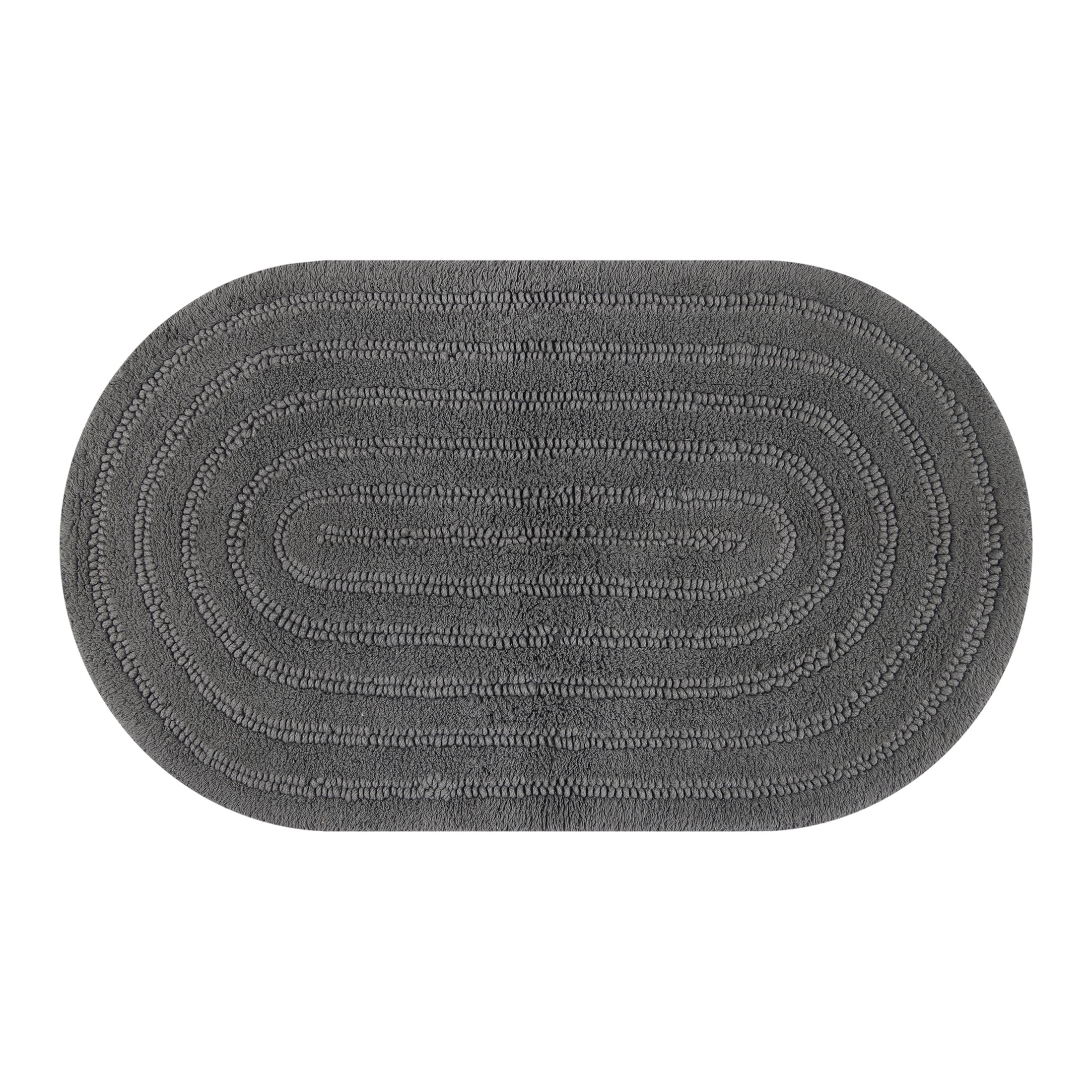 Beautiful by Drew Barrymore Complete Bathroom Set – Soft Cotton Towels, Oval Bath Rug, Grey