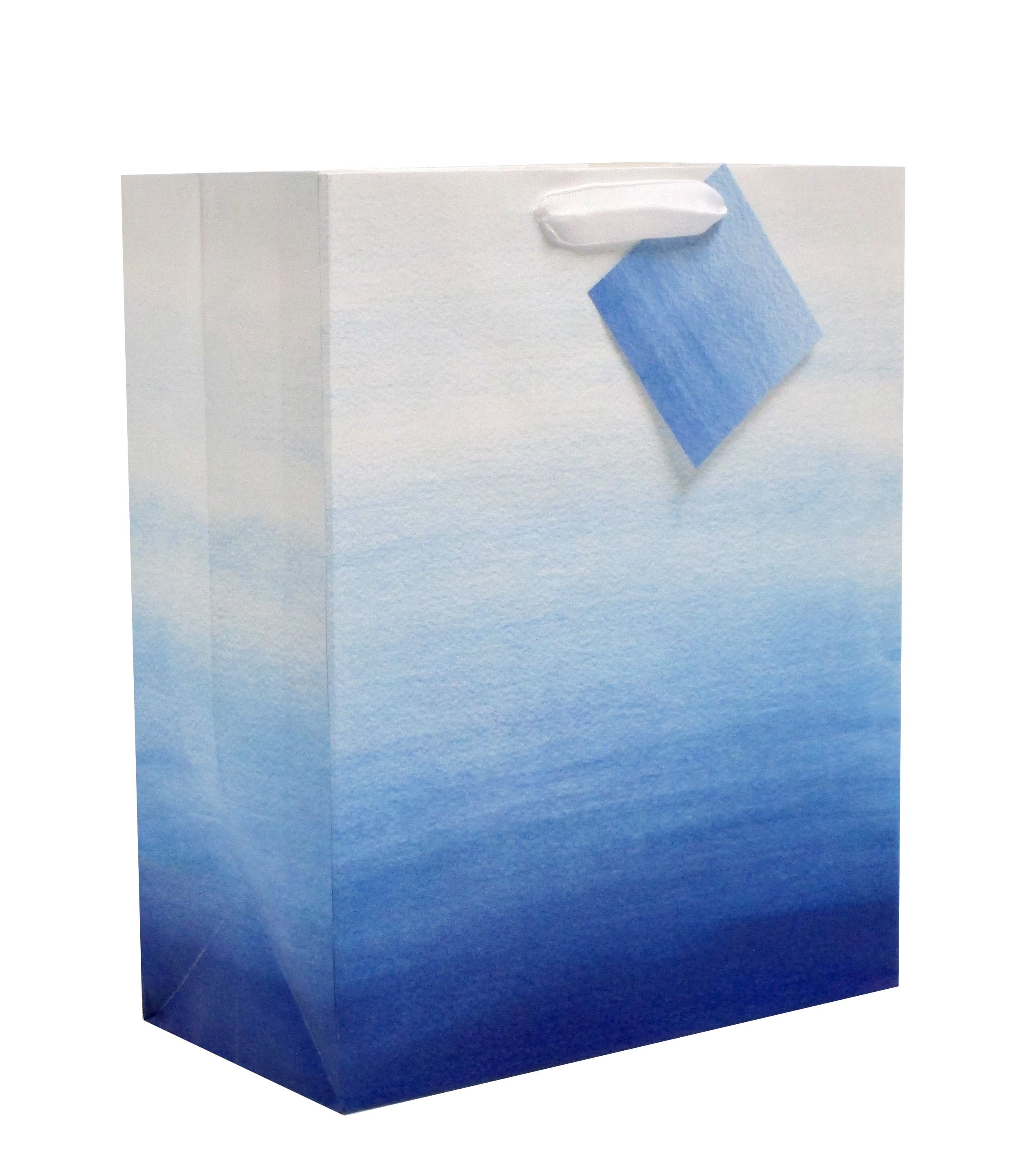 (6 pack) Large Blue Watercolor Paper Gift Bag, 10" x 12", by Way To Celebrate