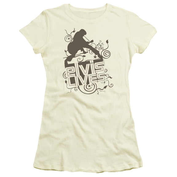 Elvis Presley Elvis Lives Junior Women's Sheer T-Shirt Cream