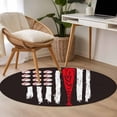 thumbnail image 5 of Round Area Rug 4ft, American Flag Baseball Non-Shedding Washable Area Rug, Patriot Black and White Red Non Slip Low-Profile Circle Rugs for Living Room, Bedroom Dining Room, 5 of 9